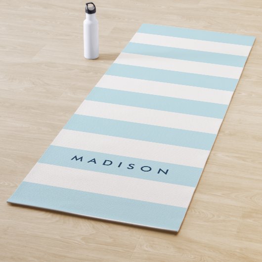 Personalisieren mit Name Preppy Blue & White Strip Yogamatte (Beispiel)