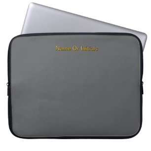 Personalisieren mit Namen Grau + Orange Laptopschutzhülle