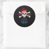 Personalisieren mit Text Behalten Calm Crossbones  Runder Aufkleber (Tasche)