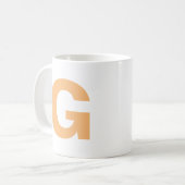 Personalisieren moderner Script Orange Initial Mon Kaffeetasse (Vorderseite Links)