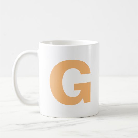 Personalisieren moderner Script Orange Initial Mon Kaffeetasse (Links)