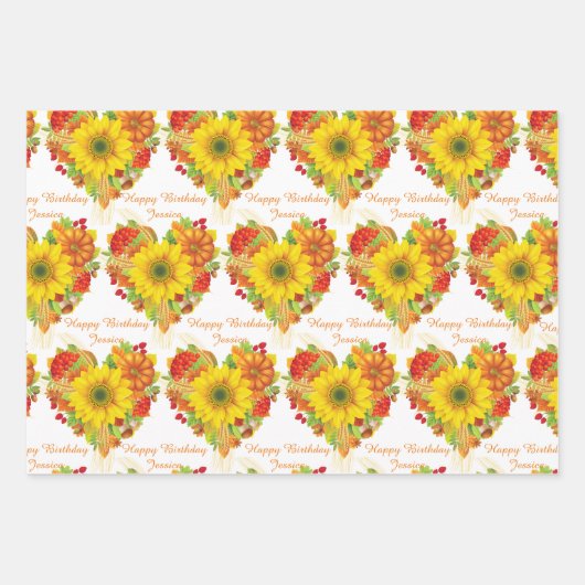 Personalisieren Name Autumn Fall Happy Birthday Geschenkpapier Set (Vorderseite 3)