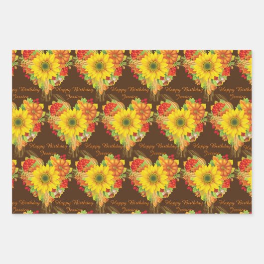 Personalisieren Name Autumn Fall Happy Birthday Geschenkpapier Set (Vorderseite 2)