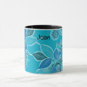 Personalisieren Name Blue Boho Paisley Black Insid Tasse (Zentrum)