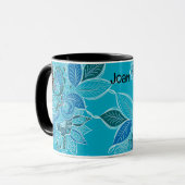 Personalisieren Name Blue Boho Paisley Black Insid Tasse (Vorderseite Links)