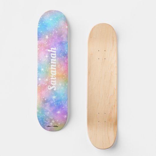Personalisieren Name Galaxy Nebula Rainbow Gradien Skateboard (Vorderseite)