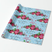 Personalisieren Name Poinsettia Schneeflocken Weih Geschenkpapier (Ungerollt)
