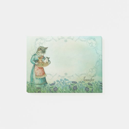 Personalisieren Name Viktorianisch Katzenkätzchen  Post-it Klebezettel (Vorderseite)