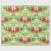 Personalisieren Name Weihnachten Poinsettia Schnee Geschenkpapier (Flach)
