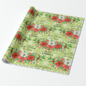 Personalisieren Name Weihnachten Poinsettia Schnee Geschenkpapier (Ungerollt)