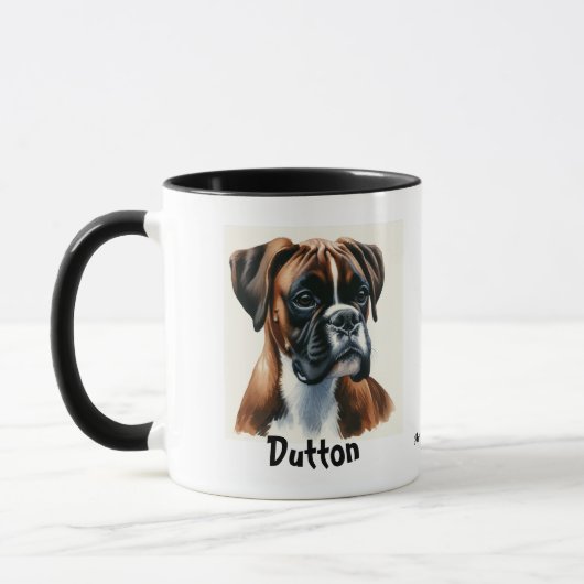 Personalisieren /Niedlich Boxer Wasserfarbportriat Tasse (Links)