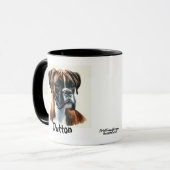 Personalisieren /Niedlich Boxer Wasserfarbportriat Tasse (Vorderseite Links)