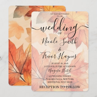 Personalisieren: Orange Herbst Aquarell Blätter Ho Einladung