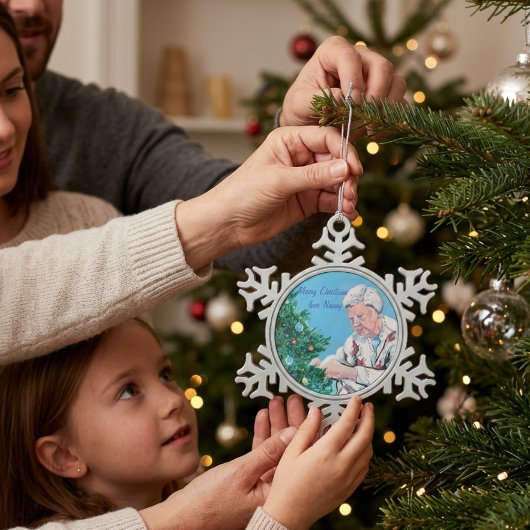 PERSONALISIEREN Originalkunst Schneeflocken Zinn-Ornament