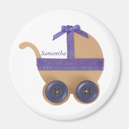 Personalisieren Peach lila Babywagen Babydusche Magnet