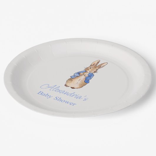 Personalisieren Peter das Kaninchen Baby Dusche Ba Pappteller (Schrägansicht)