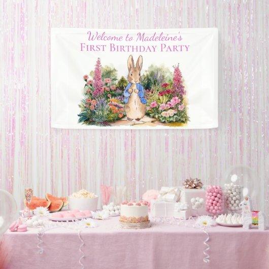 Personalisieren Peter das Kaninchen Erste Geburtst Banner (Party)