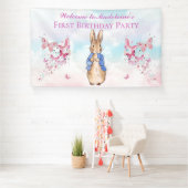 Personalisieren Peter das Kaninchen Erste Geburtst Banner (Insitu)