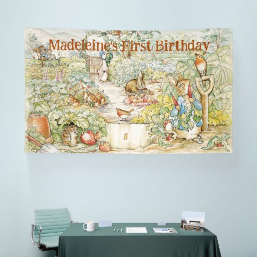 Personalisieren Peter das Kaninchen Erste Geburtst Banner (Messe)