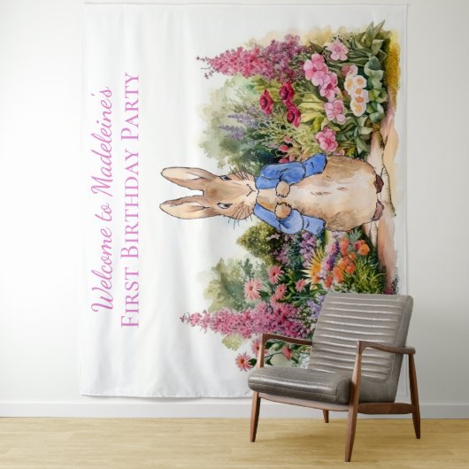 Personalisieren Peter das Kaninchen Erste Geburtst Wandteppich (Beispiel)