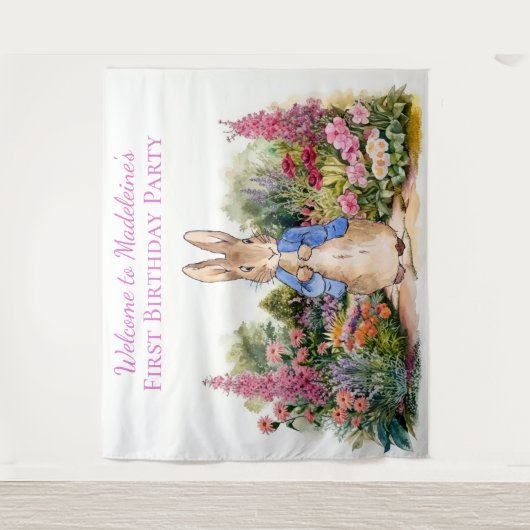Personalisieren Peter das Kaninchen Erste Geburtst Wandteppich (Vorderseite)