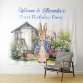 Personalisieren Peter das Kaninchen Erste Geburtst Wandteppich (Beispiel (Horizontal))