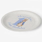 Personalisieren Peter das Kaninchen Erster Geburts Pappteller (Schrägansicht)