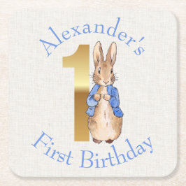 Personalisieren Peter das Kaninchen Erster Geburts Rechteckiger Pappuntersetzer