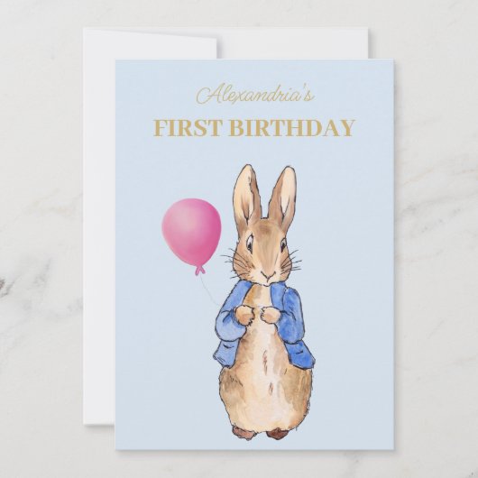 Personalisieren Peter der Rabbit ersten Geburtstag Einladung (Vorderseite)