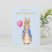 Personalisieren Peter der Rabbit ersten Geburtstag Einladung (Stehend Vorderseite)