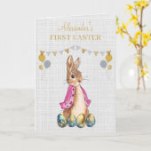 Personalisieren Peter Flopsy Erster Ostergruß Karte (Gelbe Blume)