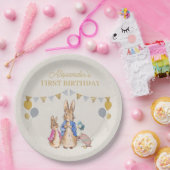 Personalisieren Peter Kaninchen beige Leinen 1. Ge Pappteller (Party)