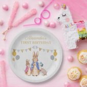 Personalisieren Peter Kaninchen graue Leinen 1. Ge Pappteller (Party)