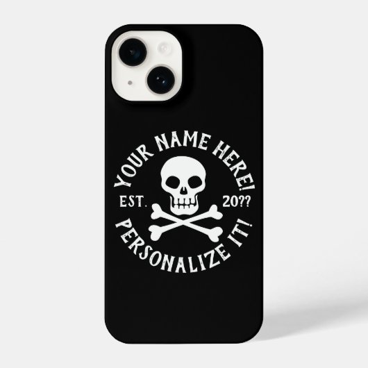 PERSONALISIEREN Piratenschädel und Kreuzknochen iPhone Hülle (Rückseite)