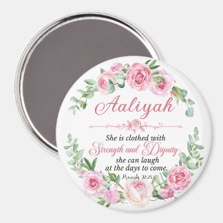 Personalisieren Prov 31:25 Muttertag Rosa Rose Mag Magnet