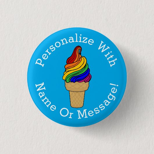 PERSONALISIEREN Rainbow Swirl Eiscreme Button (Vorderseite)