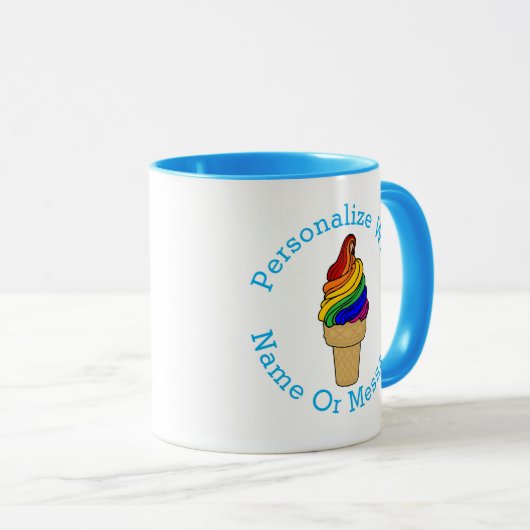 PERSONALISIEREN Rainbow Swirl Eiscreme Tasse (VorderseiteRechts)