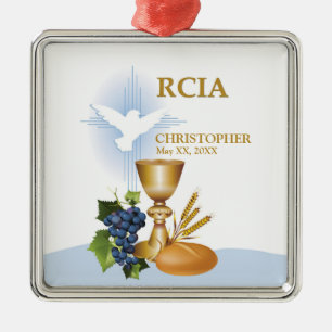 Personalisieren, RCIA-Glückwunsch katholische Sac Silbernes Ornament