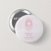Personalisieren, Rosa Erste Heilige Kommune Cross  Button (Vorne & Hinten)