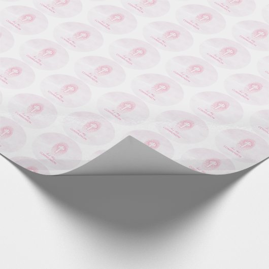 Personalisieren, Rosa Erste Heilige Kommune Cross Geschenkpapier (Ecke)