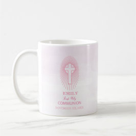 Personalisieren, Rosa Erste Heilige Kommune Cross  Kaffeetasse