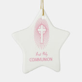 Personalisieren, Rosa Erste Heilige Kommune Cross  Keramik Ornament (Rechts)