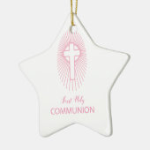 Personalisieren, Rosa Erste Heilige Kommune Cross  Keramik Ornament (Links)