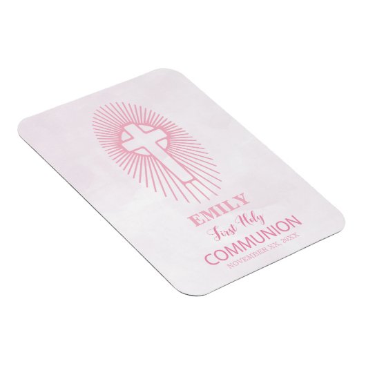 Personalisieren, Rosa Erste Heilige Kommune Cross  Magnet (Rechte Seite)