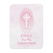 Personalisieren, Rosa Erste Heilige Kommune Cross  Magnet (Vertikal)