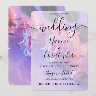Personalisieren: Rosa Frostige Rosen Hochzeit Einladung