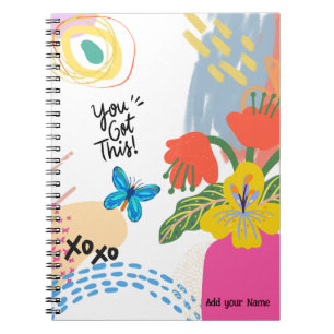 PERSONALISIEREN: Schmetterling + Blume Notizbuch Notizblock
