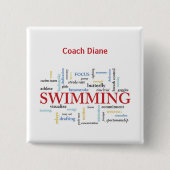 Personalisieren, Schwimmen Coach Danke in Worten Button (Vorderseite)