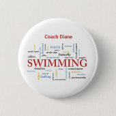 Personalisieren, Schwimmen Coach Danke in Worten Button (Vorderseite)