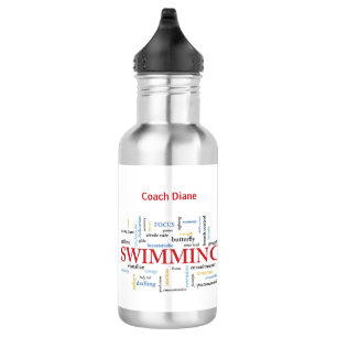 Personalisieren, Schwimmen Coach Danke in Worten Edelstahlflasche